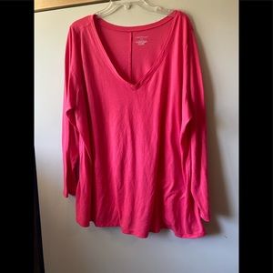 Lane Bryant coral long sleeve vneck tshirt 22/24